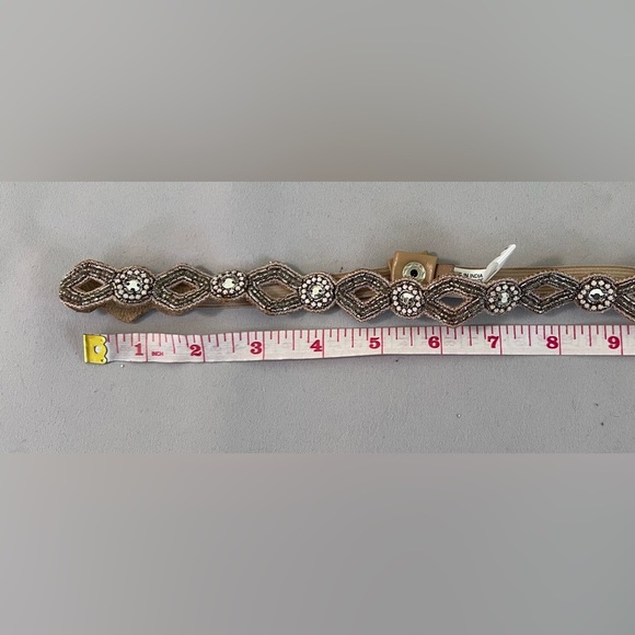 NWT Deepa Gold Tan Stone Beaded Belt Small Women’s‎ - Picture 4 of 8